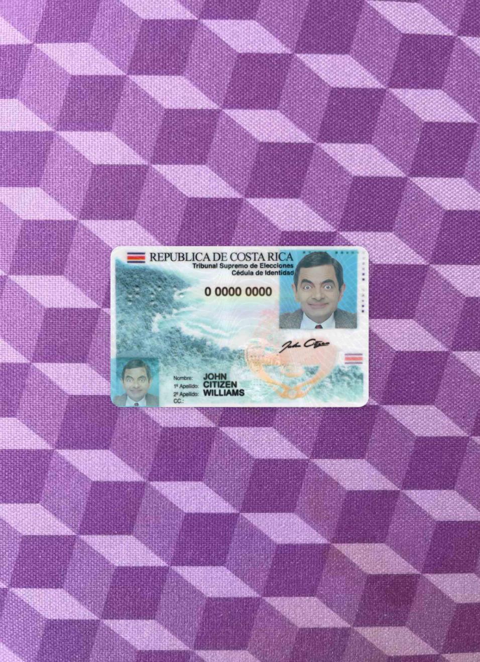 Costa Rica identity card version 2 photolook FRONT PSD template